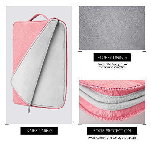 MicaYoung 13 Inch Laptop Sleeve Case Carrying Bag Compatible with 13 inch MacBook Air M4 M3 M2 M1/ Pro 13 M3 M2 M1, Waterproof Chromebook Cover Computer Zipper Pouch with Handle Pocket, Pink - Image 2