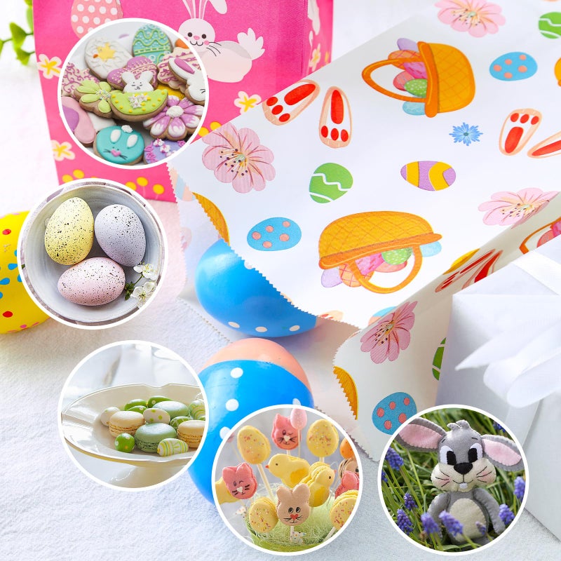 JOHOUSE 27 Pack Easter Treat Bags, 4.7" x 3.1" x 8.7" Paper Bags with Stickers for Kids Easter Party Favors Cookies Lunch Goodie - Image 4
