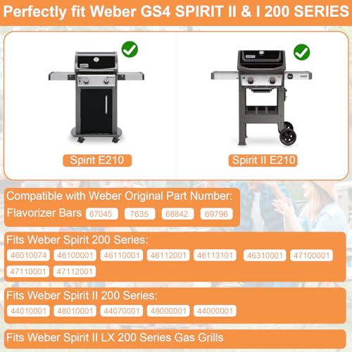 PETKAO 7635 Flavorizer Bars for Weber GS4 Spirit 2 Parts Replacement for Weber Spirit II & I E210 S210 E215 E220 S220 Grill, for Weber GS4 Grill Parts 67045 69796, Webber Parts 15.3" Bars,Porcelain-enameled - Image 2