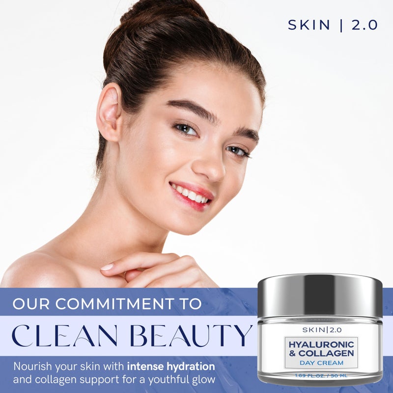 Skin 2.0 Hyaluronic Acid & Collagen Face Moisturizer â€“ Deep Hydration, Firming & Anti-Aging Day Cream For Dry Skin â€“ Dermatologist Tested, Korean Skin Care For All Skin Types, Clean Beauty â€“ 1.69 Oz - Image 2