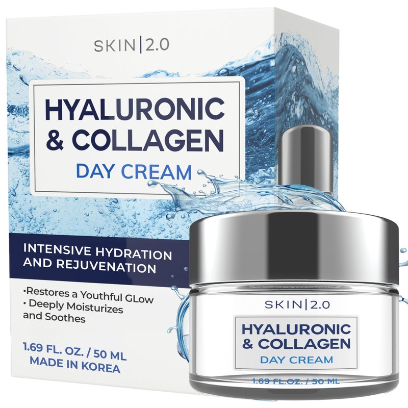Skin 2.0 Hyaluronic Acid & Collagen Face Moisturizer â€“ Deep Hydration, Firming & Anti-Aging Day Cream For Dry Skin â€“ Dermatologist Tested, Korean Skin Care For All Skin Types, Clean Beauty â€“ 1.69 Oz - Image 1