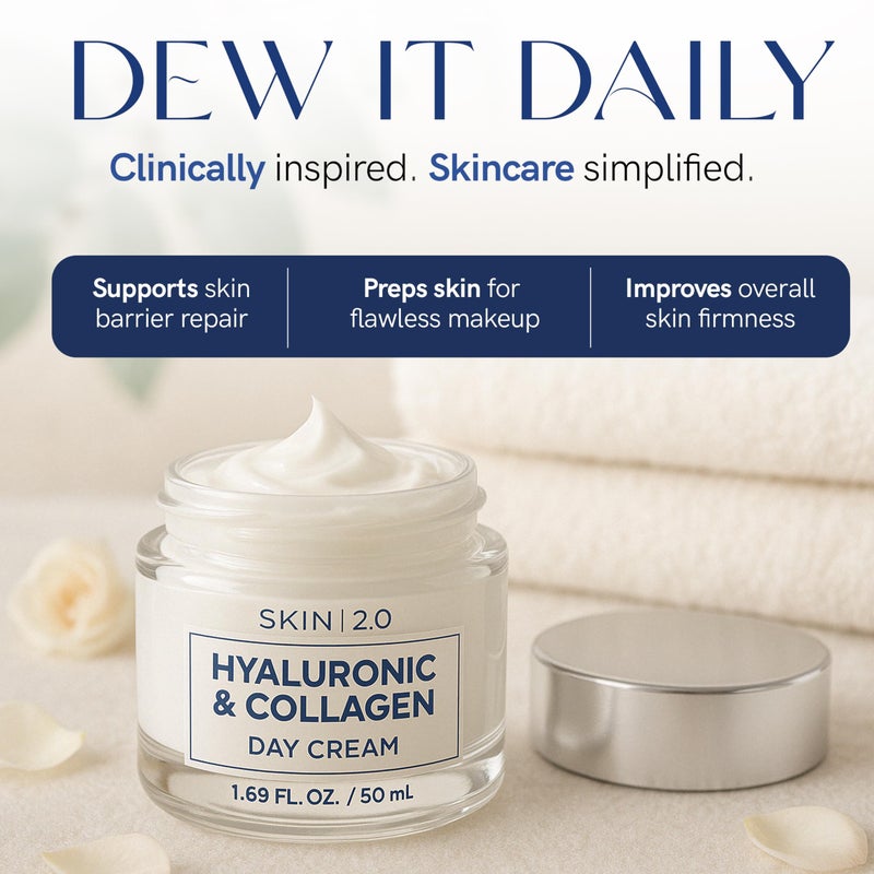 Skin 2.0 Hyaluronic Acid & Collagen Face Moisturizer â€“ Deep Hydration, Firming & Anti-Aging Day Cream For Dry Skin â€“ Dermatologist Tested, Korean Skin Care For All Skin Types, Clean Beauty â€“ 1.69 Oz - Image 3