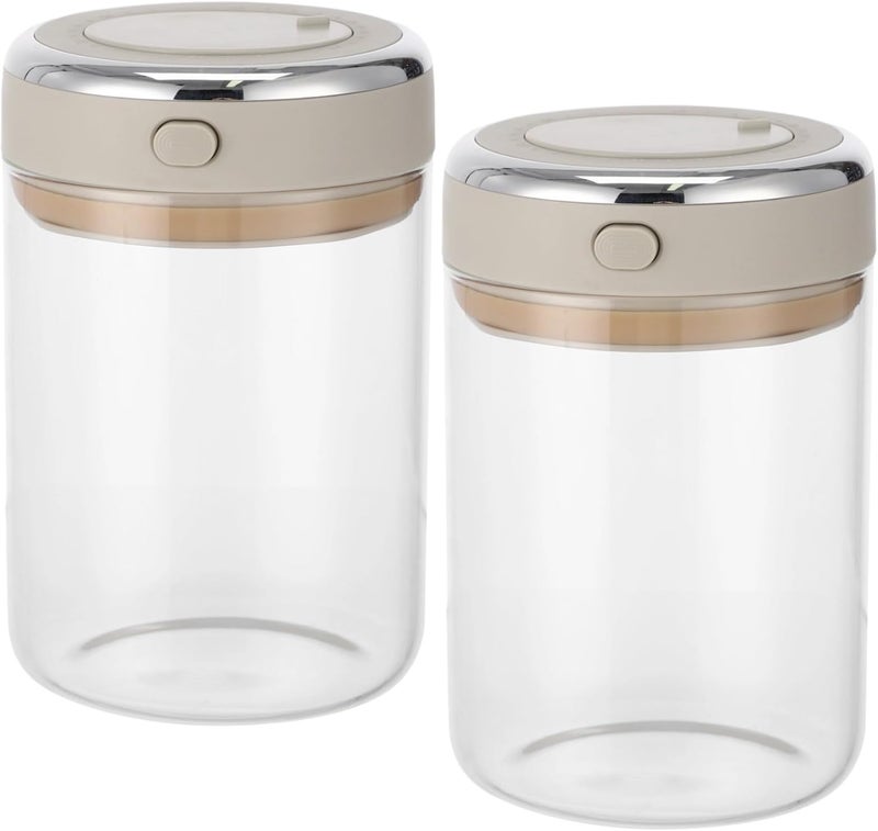 2 PCS Glass Coffee Canister 1100ml, Airtight Coffee Bean Storage Jar, One-Way CO₂ Vent, Date Tracking Dial, One-Press Seal Lid, High Borosilicate Glass for Tea Sugar - Image 2