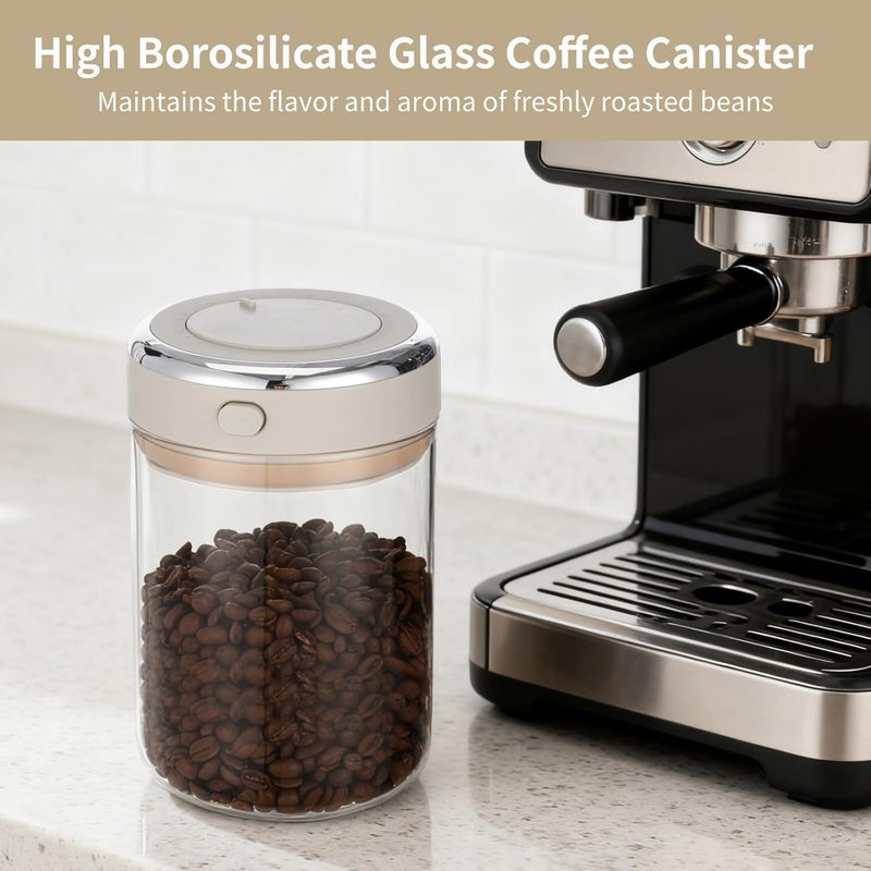 2 PCS Glass Coffee Canister 1100ml, Airtight Coffee Bean Storage Jar, One-Way CO₂ Vent, Date Tracking Dial, One-Press Seal Lid, High Borosilicate Glass for Tea Sugar - Image 4