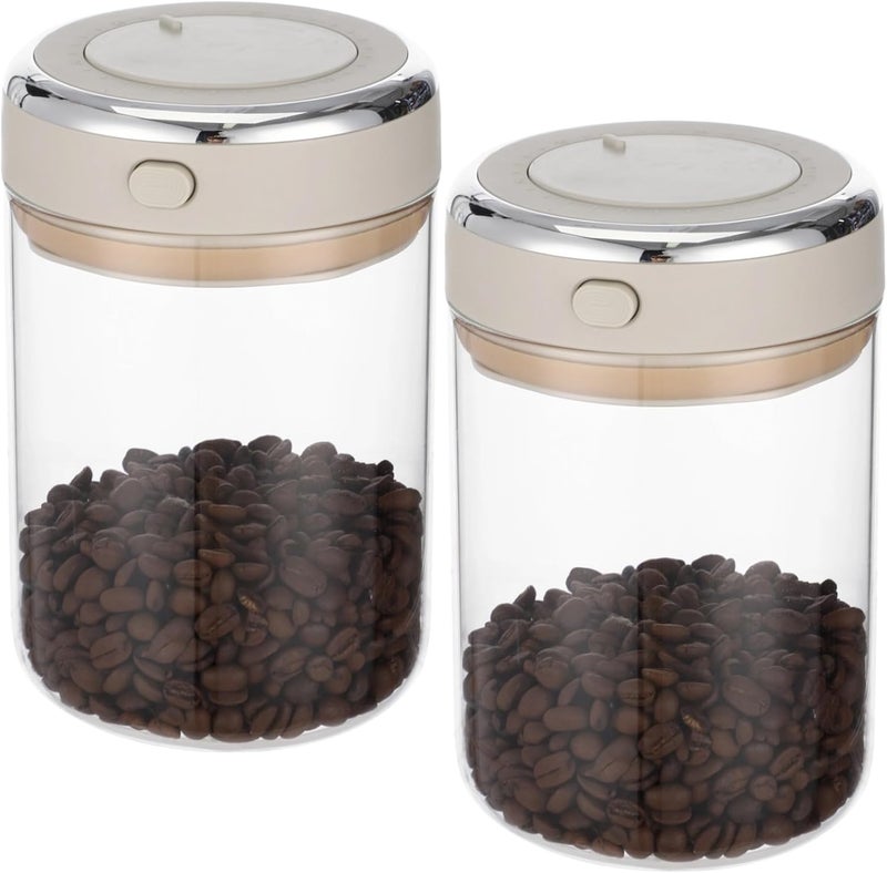 2 PCS Glass Coffee Canister 1100ml, Airtight Coffee Bean Storage Jar, One-Way CO₂ Vent, Date Tracking Dial, One-Press Seal Lid, High Borosilicate Glass for Tea Sugar - Image 3