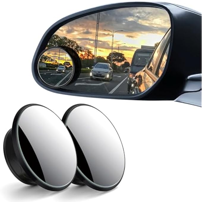 rayihni 2 Pcs Blind Spot Mirrors Hd Glass Convex 360 Wide Angle Side Rear View Mirror With Abs Housing For Cars Suv And Trucks Silver Pack Of 2 - Image 1