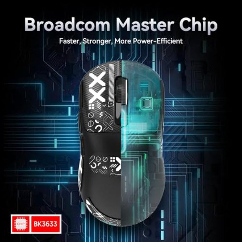 Attack Shark X3 Wireless Gaming Mouse 49g Ultralight PixArt PAW3395 26000 DPI Bluetooth 2.4Ghz Wired Tri-Mode 200Hrs Rechargeable Battery Kailh GM8.0 Switch for MAC Win - BlackTape - Image 4