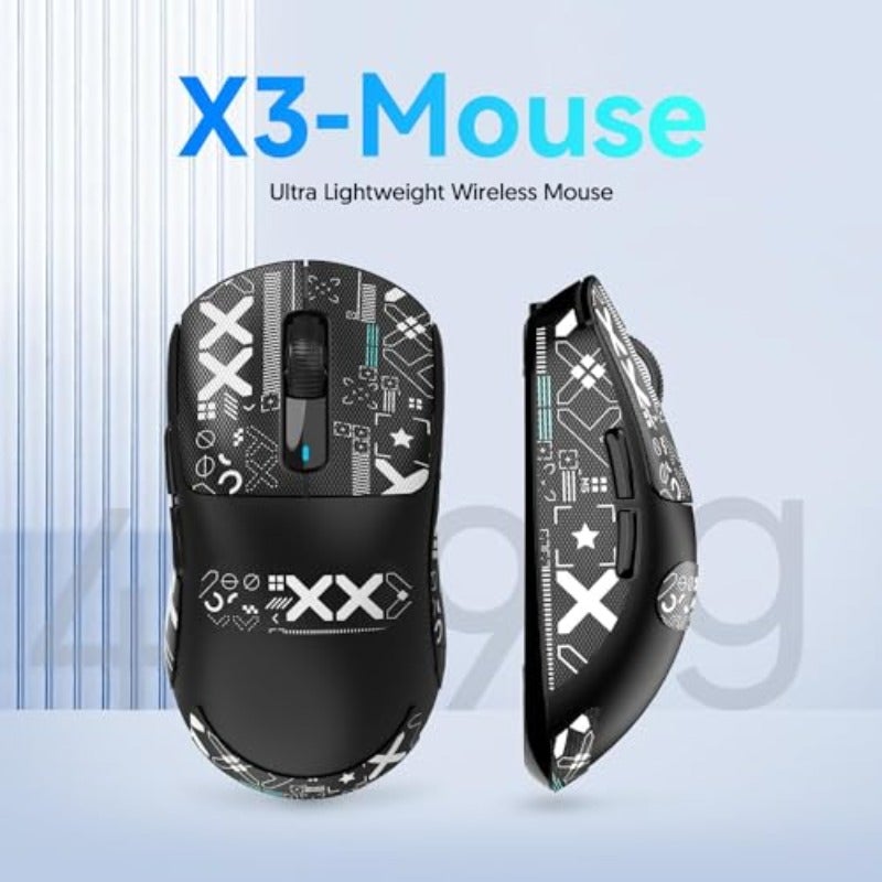 Attack Shark X3 Wireless Gaming Mouse 49g Ultralight PixArt PAW3395 26000 DPI Bluetooth 2.4Ghz Wired Tri-Mode 200Hrs Rechargeable Battery Kailh GM8.0 Switch for MAC Win - BlackTape - Image 2
