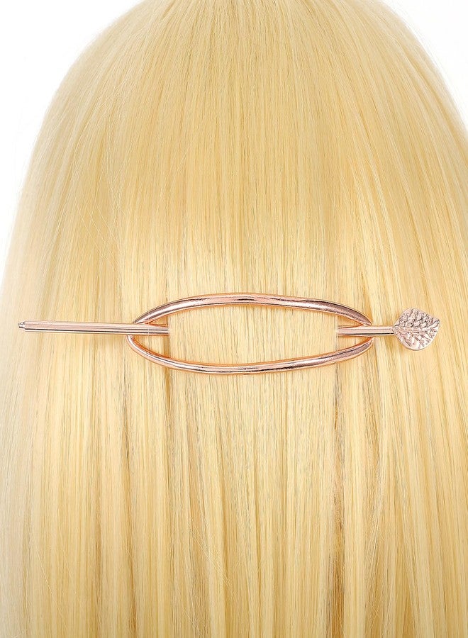 POPETPOP French Hair Bun Clip - Minimalist Bun Pins With Stick, Slide Ponytail Barrette, Oval Holder, Hairpin Cuff Accessories for Women Girls - Image 2