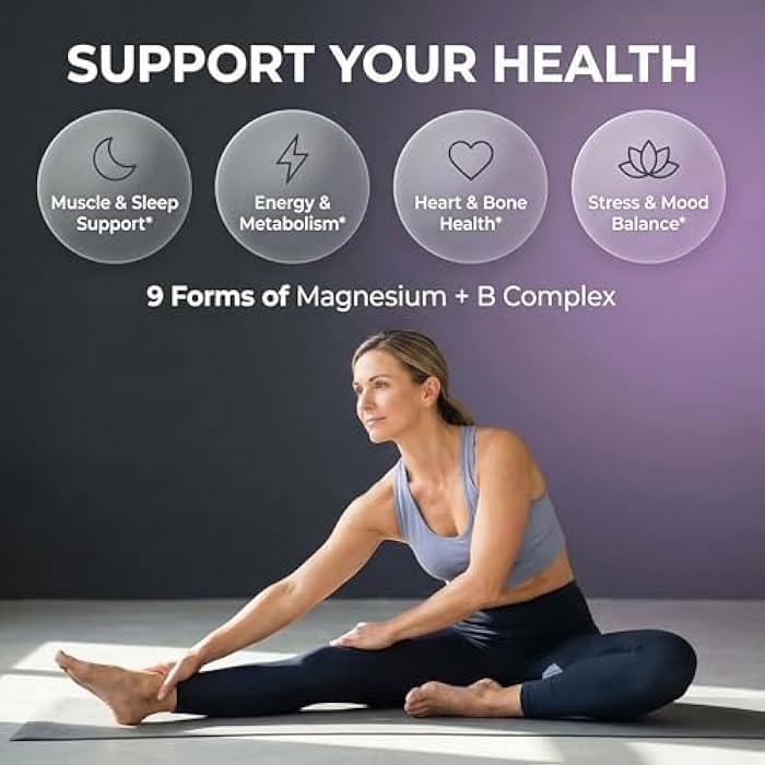 Clean Nutraceuticals كلين نيوتراسيتيكالز ماجنيزيوم كومبلكس مع ماجنيزيوم جليسينات سيتريت ماليت أكسيد تورات أسبارتات أوروتات وماج كلوريد، زنك، نحاس، منغنيز وفيتامين C، B1، B2، B6، B12 كومبلكس - 1باك - Image 2