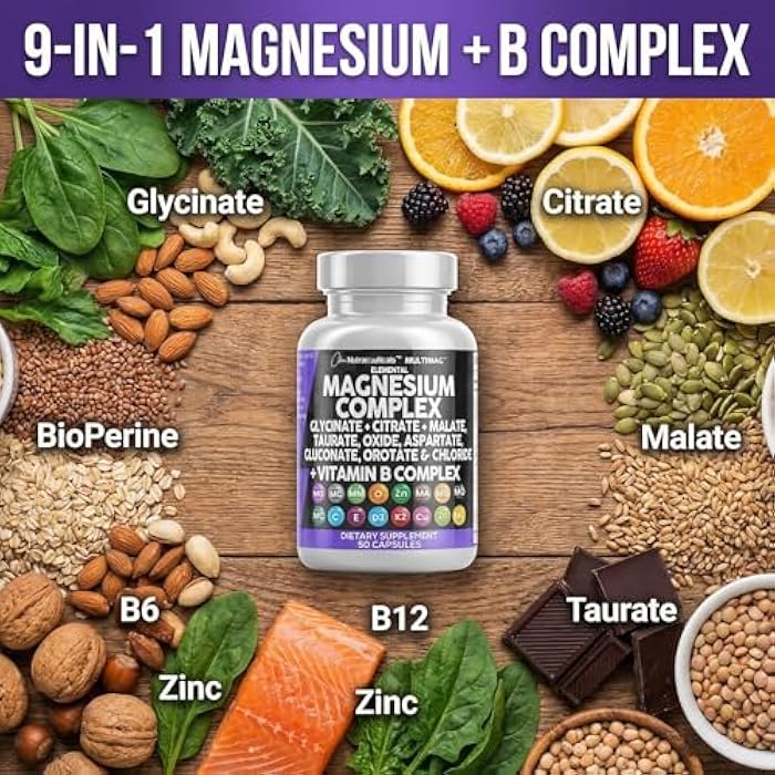 Clean Nutraceuticals كلين نيوتراسيتيكالز ماجنيزيوم كومبلكس مع ماجنيزيوم جليسينات سيتريت ماليت أكسيد تورات أسبارتات أوروتات وماج كلوريد، زنك، نحاس، منغنيز وفيتامين C، B1، B2، B6، B12 كومبلكس - 1باك - Image 4