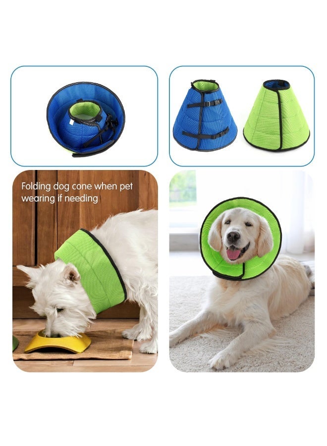 Cone Collar, Soft Recovery Collar, Adjustable for Medium Large Dogs (M), Blue+Green - Image 3