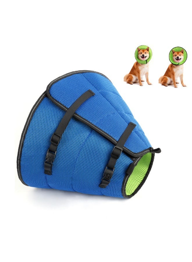 Cone Collar, Soft Recovery Collar, Adjustable for Medium Large Dogs (M), Blue+Green - Image 1