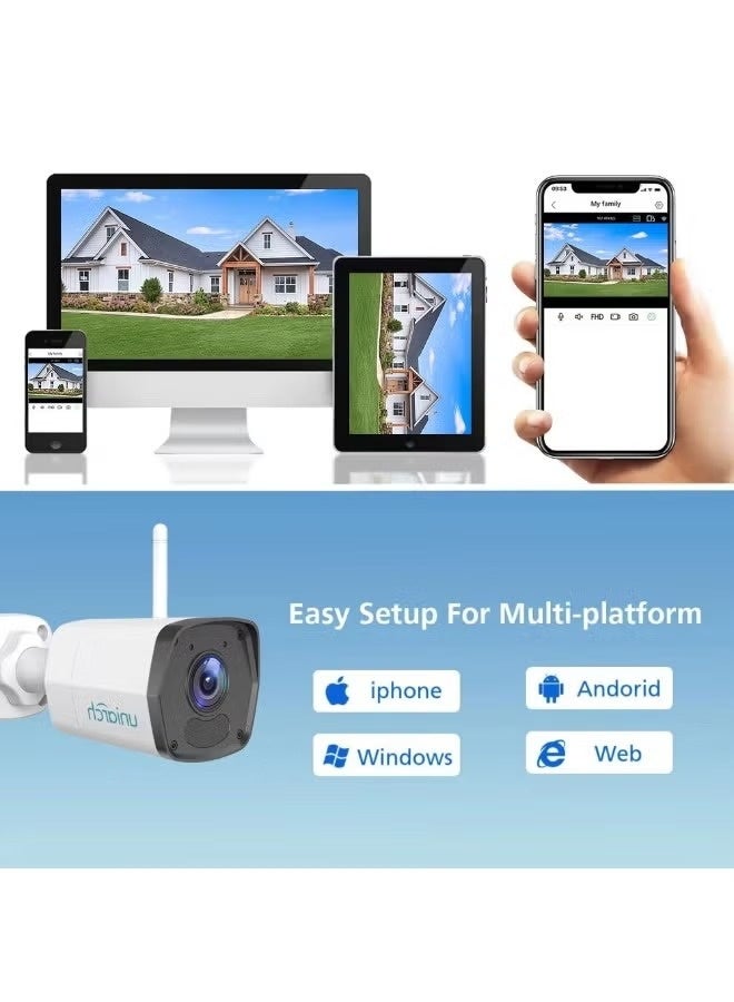 UNIARCH 2MP WiFi Outdoor Security Camera | IP67 Waterproof CCTV Surveillance | CMOS Sensor, 120° Wide Viewing Angle, 2mm Lens | Human Detection, Auto Tracking & Motion Alerts | Night Vision Home Security Camera for Android iOS | Cylindrical Plastic Design | Local BNC Audio Output | Compatible with Windows 7/10 - Image 2