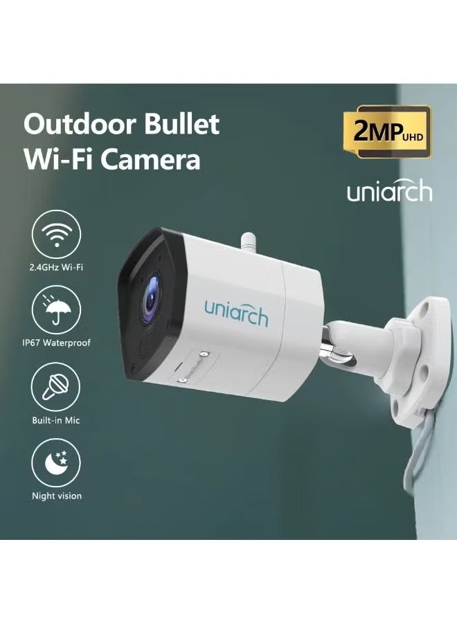 UNIARCH 2MP WiFi Outdoor Security Camera | IP67 Waterproof CCTV Surveillance | CMOS Sensor, 120° Wide Viewing Angle, 2mm Lens | Human Detection, Auto Tracking & Motion Alerts | Night Vision Home Security Camera for Android iOS | Cylindrical Plastic Design | Local BNC Audio Output | Compatible with Windows 7/10 - Image 4