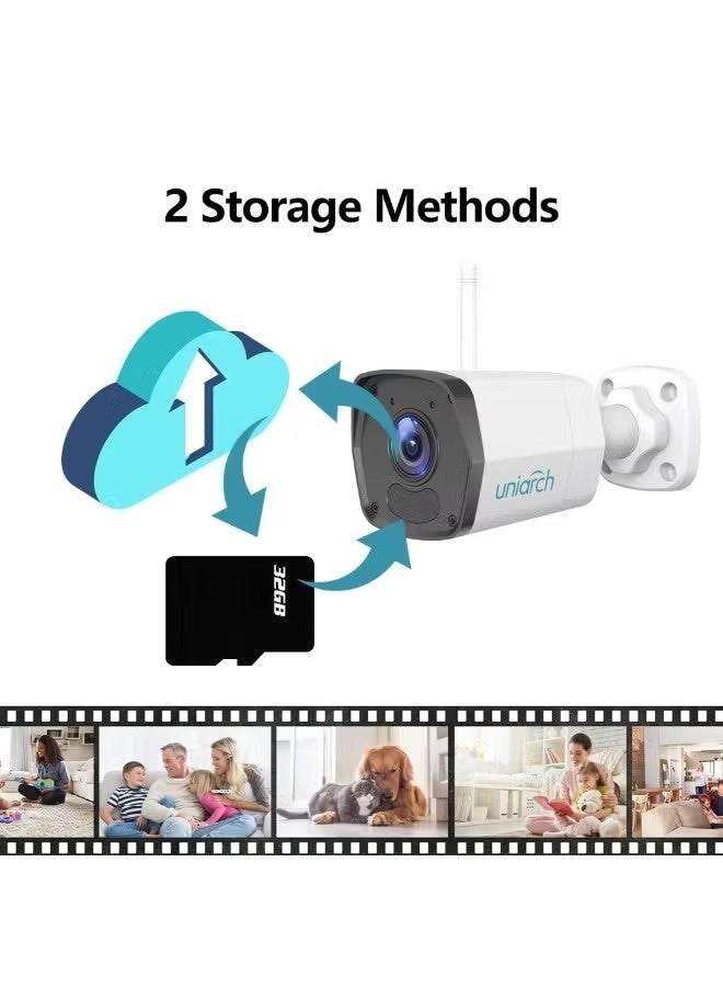 UNIARCH 2MP WiFi Outdoor Security Camera | IP67 Waterproof CCTV Surveillance | CMOS Sensor, 120° Wide Viewing Angle, 2mm Lens | Human Detection, Auto Tracking & Motion Alerts | Night Vision Home Security Camera for Android iOS | Cylindrical Plastic Design | Local BNC Audio Output | Compatible with Windows 7/10 - Image 3