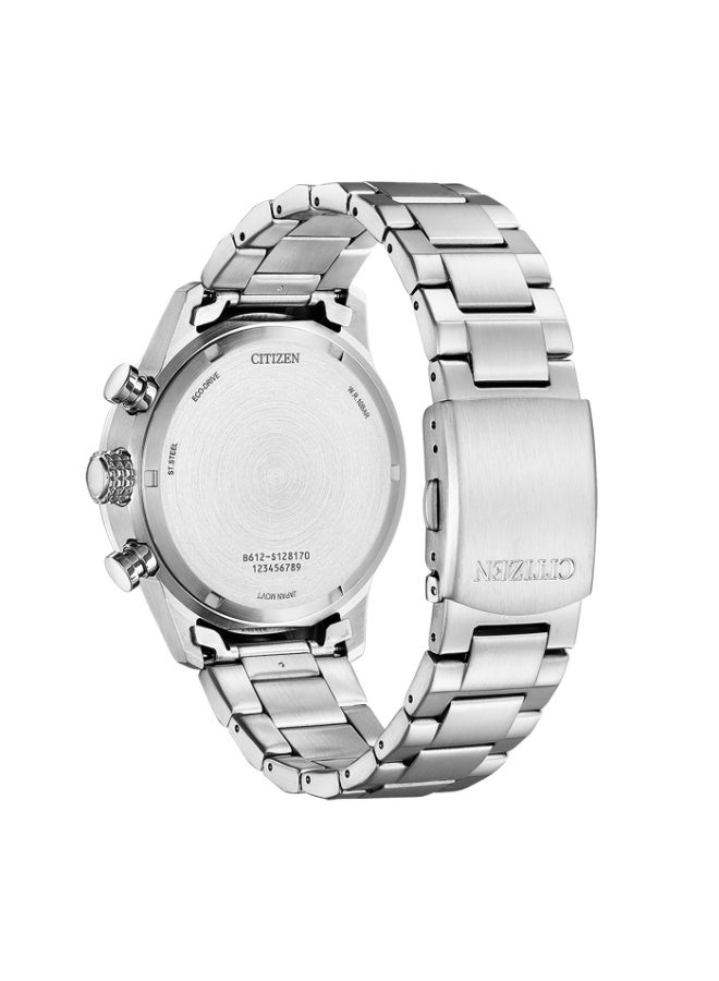 سيتيزن Eco-Drive Chronograph Men’s Watch CA0790-83E, 43 mm Black Dial, Stainless Steel Case & Bracelet, 100 m WR - Image 4