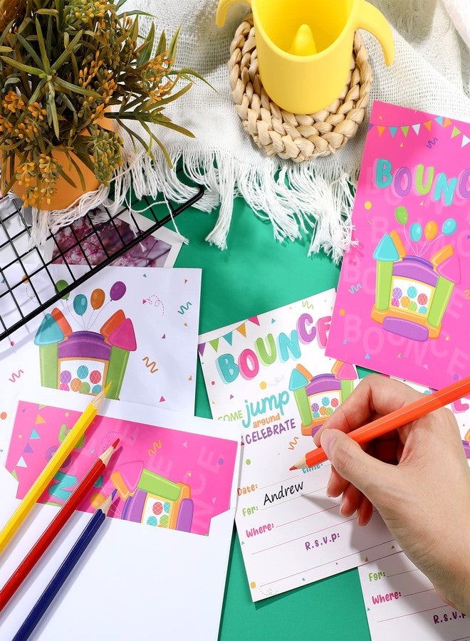 نيزيو مجموعة دعوات عيد ميلاد من نيزيو، تتضمن 30 بطاقة دعوة لحفلة نطاطة، وبطاقات دعوة لحفلة تخرج، وبطاقات دعوة لحفلة عيد ميلاد مع 30 ظرفًا على شكل قلعة، لحفلة عيد ميلاد للأولاد والبنات مع القفز على الترامبولين (لون وردي). - Image 4