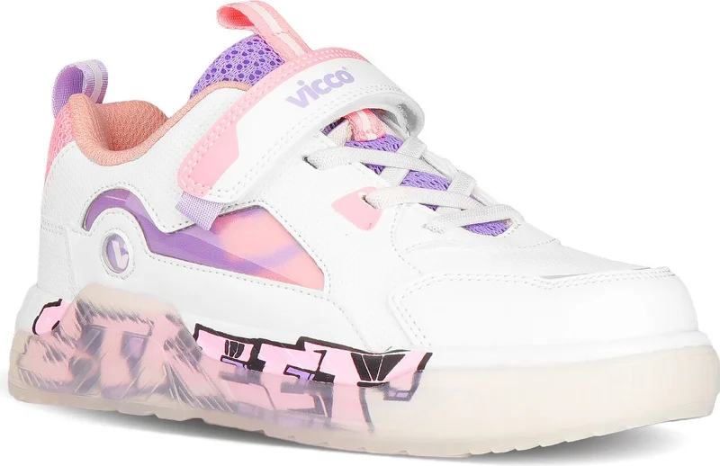 VICCO Blade Lightweight Girls Preschool White Sneaker