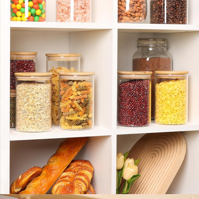 ZEYFLEEB glass Jars for kitchen And glass storage container with Lid Airtight Food Storage Container Bamboo Clear Canisters Hold Coffee Beans Candy Nuts Sugar Size 1050ml Set Of 2 - Image 4