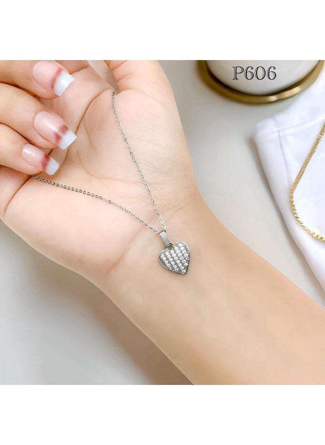 3Diamonds 3DIAMONDS Women's Platinum-Plated Necklace with Paved Heart Pendant  - Image 1