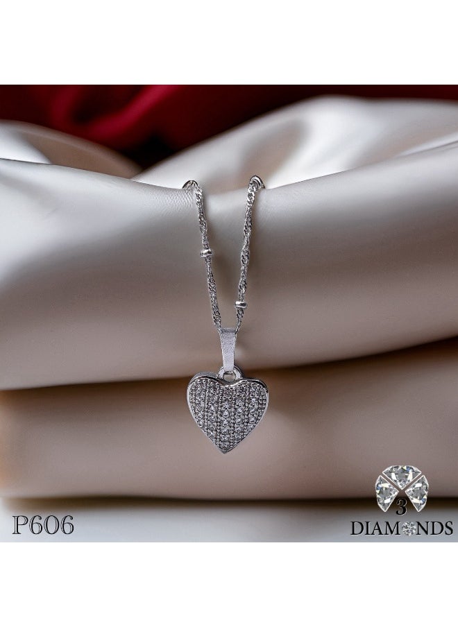 3Diamonds 3DIAMONDS Women's Platinum-Plated Necklace with Paved Heart Pendant  - Image 2