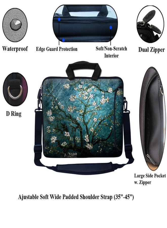 Meffort Inc 14 Inch Neoprene Laptop Bag - Water Resistant, Adjustable Shoulder Strap, Extra Side Pocket, Fits 14 to 14.4 Inch Laptops - Almond Blossoming - Image 2