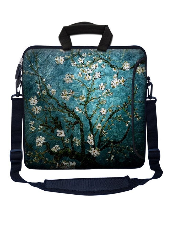 Meffort Inc 14 Inch Neoprene Laptop Bag - Water Resistant, Adjustable Shoulder Strap, Extra Side Pocket, Fits 14 to 14.4 Inch Laptops - Almond Blossoming - Image 1