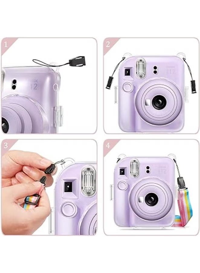 لياكم حافظة صلبة واقية شفافة لكاميرا Fujifilm Instax Mini 12 الفورية مع حزام قابل للتعديل شفاف - Image 2