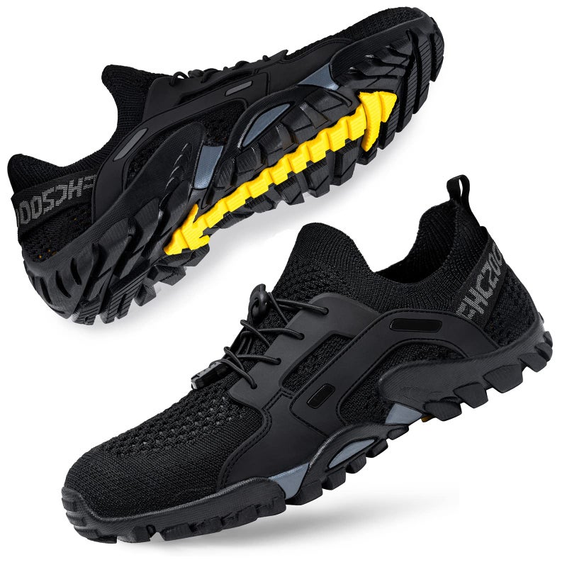 SOBASO Hiking Water Shoes Mens Quick Drying Water Sneakers Women Barefoot Swim Beach River Shoes for Surf Beach Pool All Black
