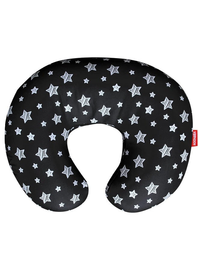 Moonsea Nursing Pillow Cover for Baby Snug Fits Boppy Nursing Pillows, Super Soft, for Breastfeeding Moms, Black Star - Image 1