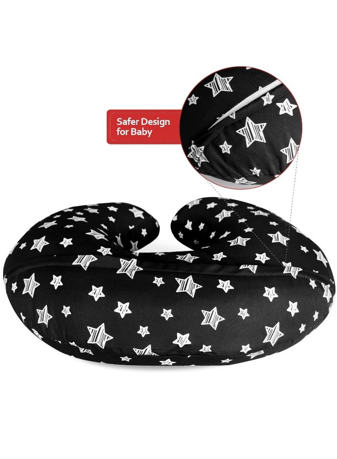 Moonsea Nursing Pillow Cover for Baby Snug Fits Boppy Nursing Pillows, Super Soft, for Breastfeeding Moms, Black Star - Image 2