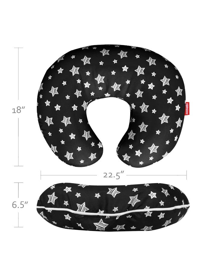 Moonsea Nursing Pillow Cover for Baby Snug Fits Boppy Nursing Pillows, Super Soft, for Breastfeeding Moms, Black Star - Image 5