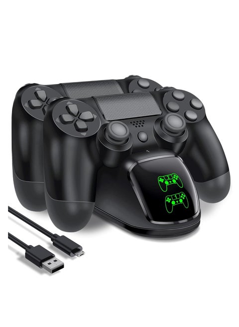 Dual PS4 Controller Charging Station - USB Fast Charging Dock for DualShock 4, PlayStation 4/PS4 Slim/PS4 Pro Controllers - Secure Storage & LED Indicator
