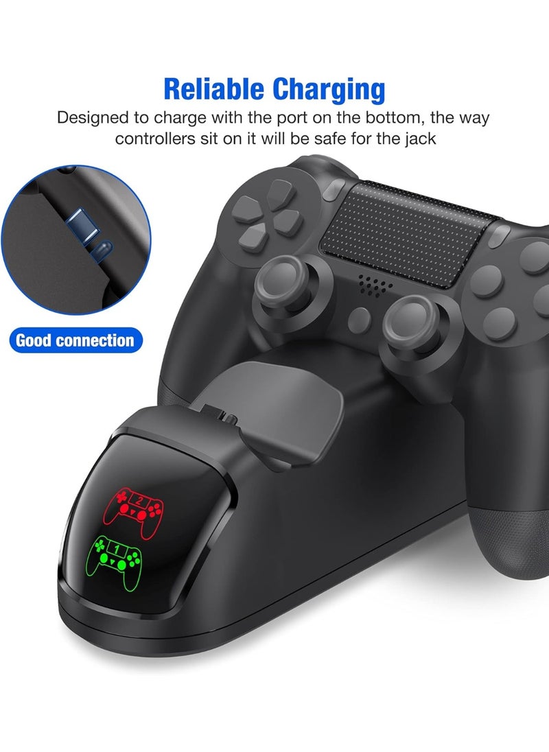 Dual PS4 Controller Charging Station - USB Fast Charging Dock for DualShock 4, PlayStation 4/PS4 Slim/PS4 Pro Controllers - Secure Storage & LED Indicator