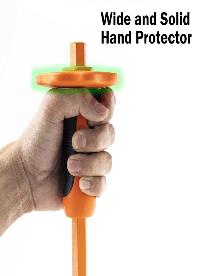 Finder 12-Inch Heavy Duty Flat Chisel with Hand Protection, Flat Head, Demolishing/Masonry/Carving/Concrete Breaker Chisels with Bi-Material Hand Guard - Image 2