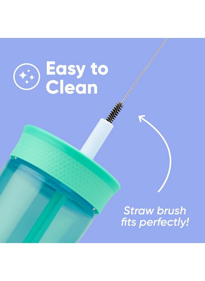 Owala Owala Kids Insulation BPA-Free Plastic Tumbler with Spill Resistant Flexible Straw, Easy to Clean, Kids Water Bottle, Great for Travel, Dishwasher Safe, 15 Oz, Teal and Aqua (The Blues)  - Image 4