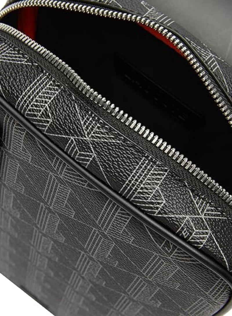 LACOSTE Lacoste Men's The Blend Monogram Motif Coated Canvas Body Bag - Black, One Size - Image 4