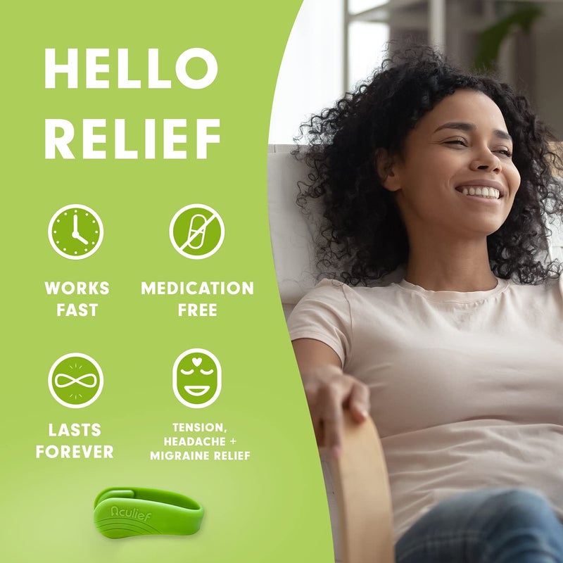 Aculief أكوليف 3 عبوات دعم طبيعي قابل للارتداء للعلاج بالضغط للاسترخاء، الصداع، الشقيقة، تخفيف التوتر وتخفيف آلام العضلات (عادي/متعدد الألوان) - Image 3