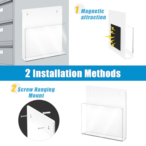NiOffice 2-Pack Magnetic Acrylic File Holders with Clear View Panel for Notes, Recipes, Documents & More, Easy to Install & Space-Efficient for Refrigerators, Filing Cabinets & Metal Surfaces (Large) - Image 3