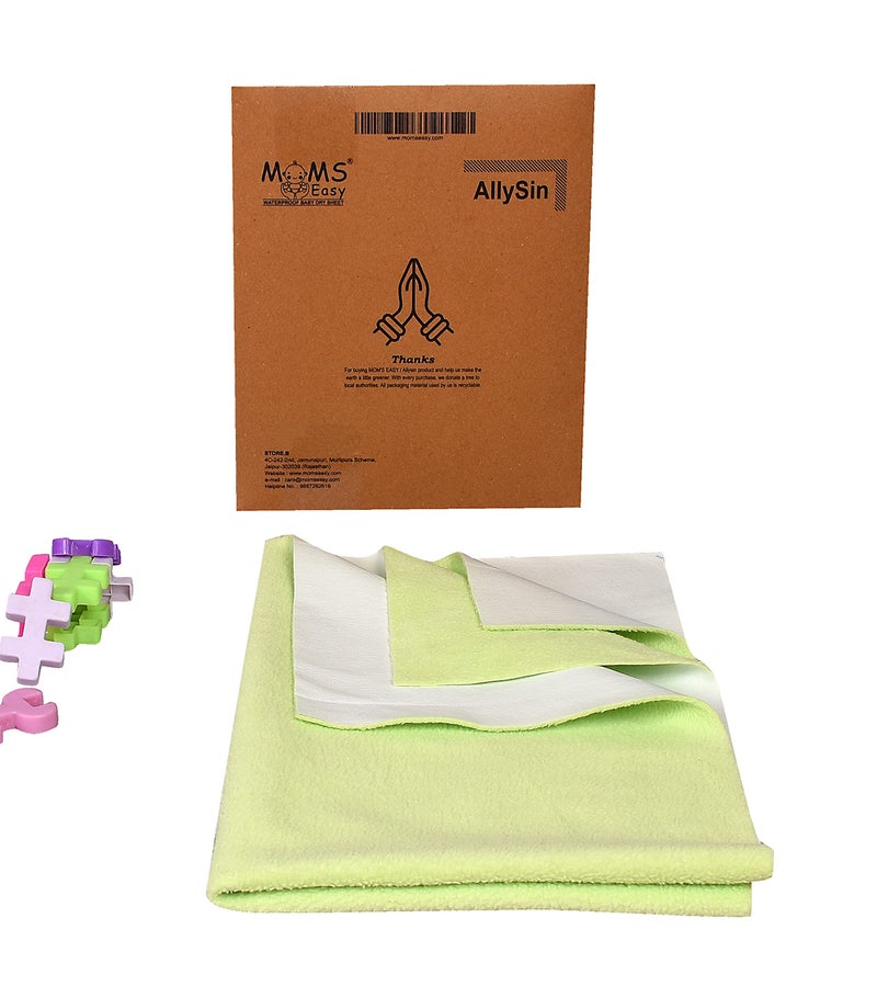 Moms Easy MOMSEASY® New Born Baby Water Resistant Bed Protector, Baby Dry Sheet & Urine Mat for Kids Pista Green (Medium, 100x70 cm) - Image 3