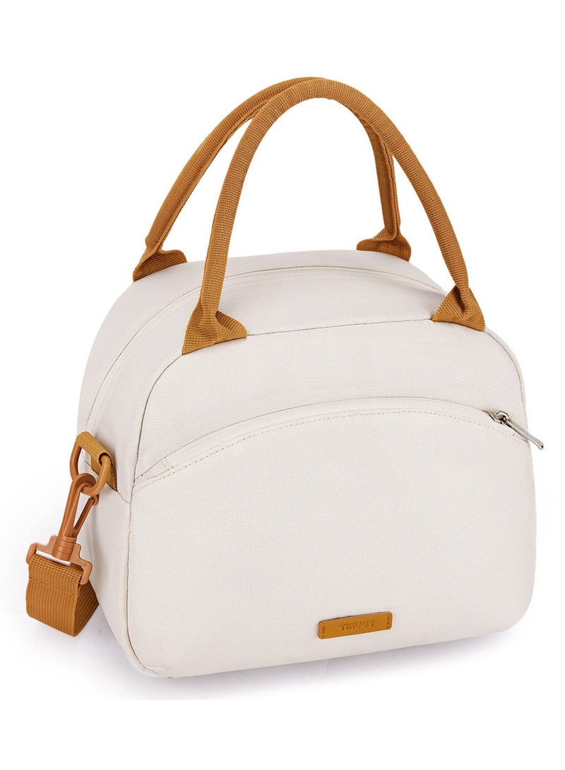 Y&D Stylish and Spacious Lunch Bag Set, Perfect for Work, School, Picnics, Travel - Includes Utensils Insulated Tote Bag, Beige  - Image 1