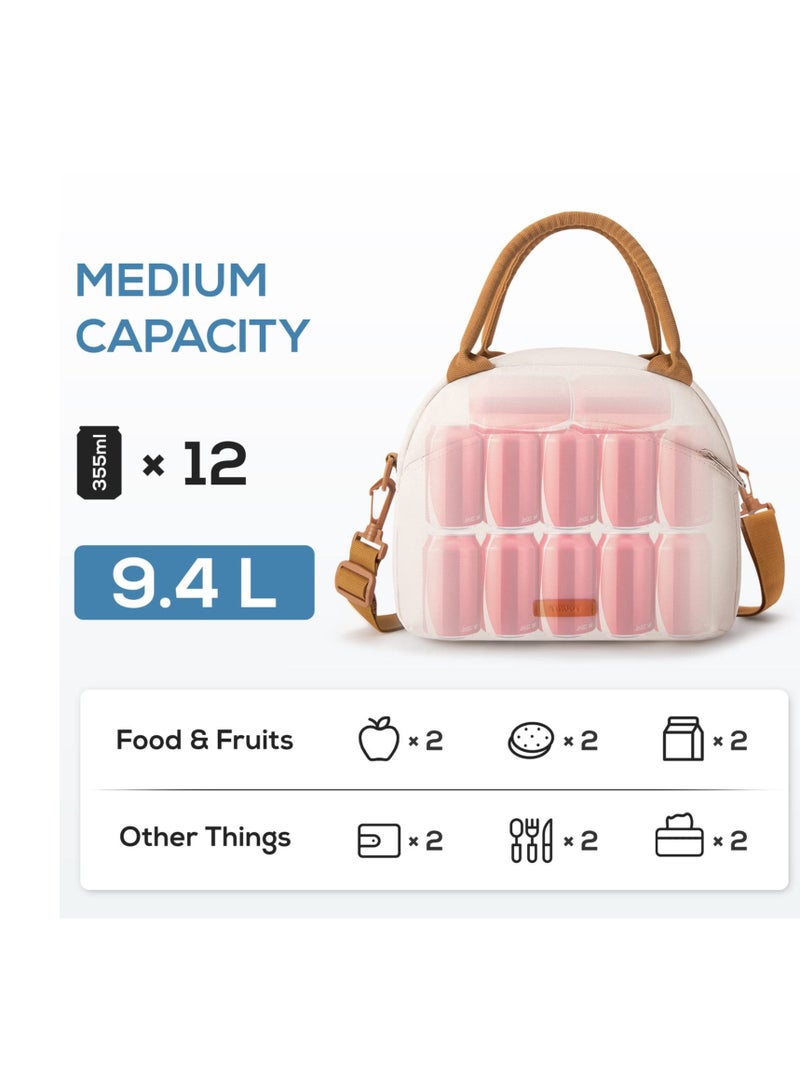 Y&D Stylish and Spacious Lunch Bag Set, Perfect for Work, School, Picnics, Travel - Includes Utensils Insulated Tote Bag, Beige  - Image 3
