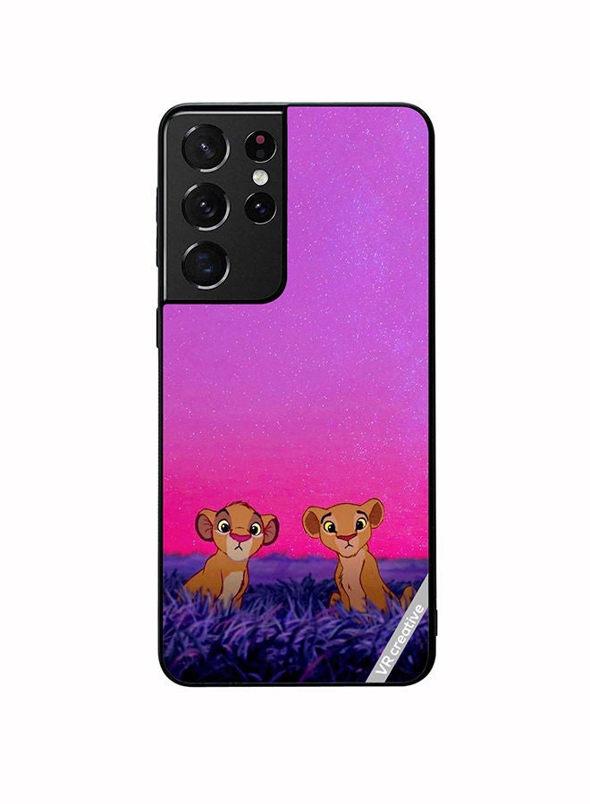 VR CREATIVE Protective Case Cover For Samsung Galaxy S21 Ultra 5G Lion King Design Multicolour - Image 1