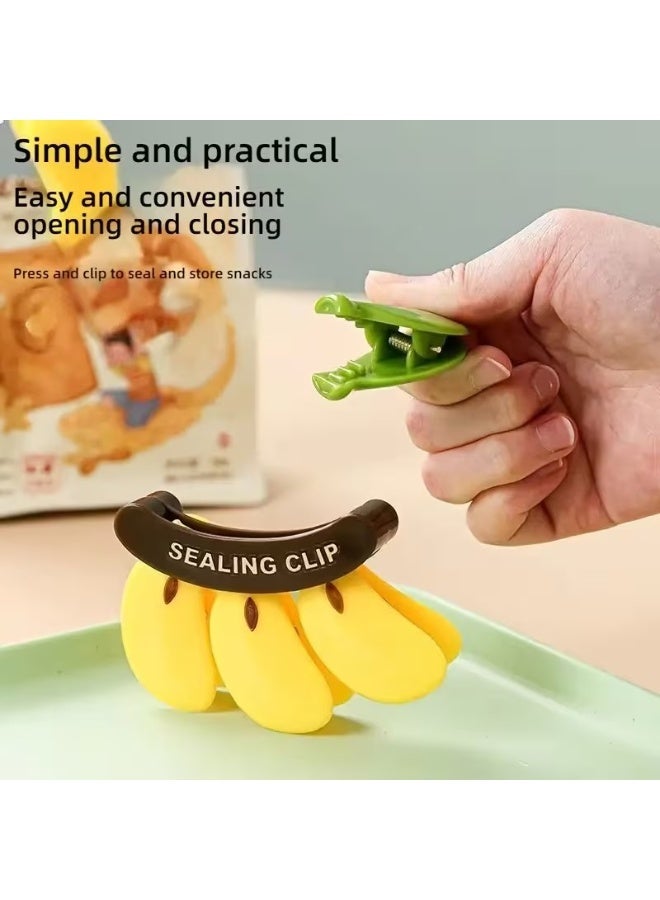 مجموعة مشابك أكياس بتصميم الموز، 3 قطع، مع حامل مغناطيسي على شكل غصن، لتنظيم وتخزين أكياس الوجبات الخفيفة والرقائق والخبز والقهوة والفاصوليا في الثلاجة والمطبخ. أداة عملية مزخرفة. - Image 3