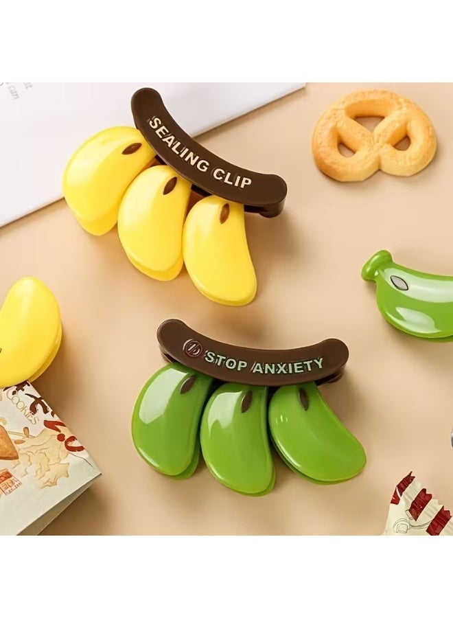 مجموعة مشابك أكياس بتصميم الموز، 3 قطع، مع حامل مغناطيسي على شكل غصن، لتنظيم وتخزين أكياس الوجبات الخفيفة والرقائق والخبز والقهوة والفاصوليا في الثلاجة والمطبخ. أداة عملية مزخرفة. - Image 4