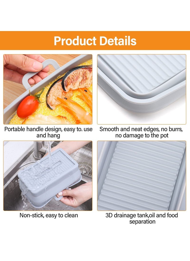 Y&D Air Fryer Silicone Pot, 2 PCS FOLDABLE fryers Liners,Reusable Dual Basket Accessories, Replacement of Flammable Parchment Liner Paper Easy to Cleaning for Ninja 201、410、510(Double Gray)  - Image 4