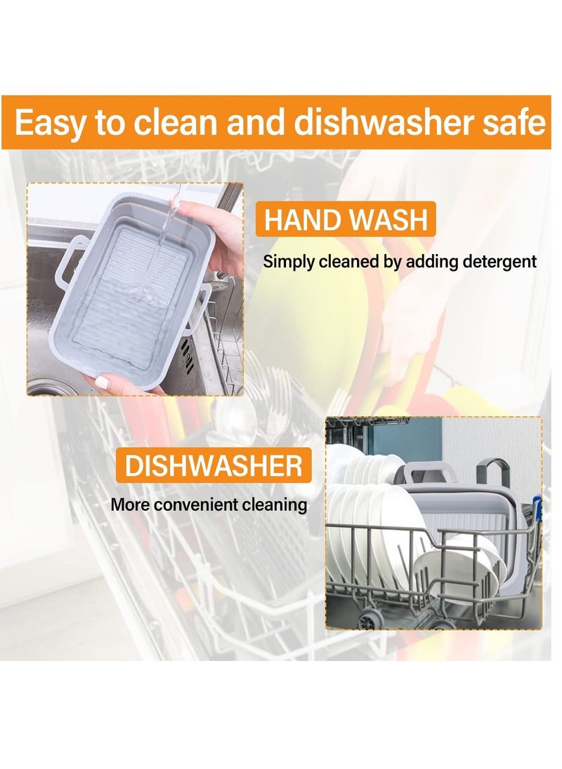 Y&D Air Fryer Silicone Pot, 2 PCS FOLDABLE fryers Liners,Reusable Dual Basket Accessories, Replacement of Flammable Parchment Liner Paper Easy to Cleaning for Ninja 201、410、510(Double Gray)  - Image 2