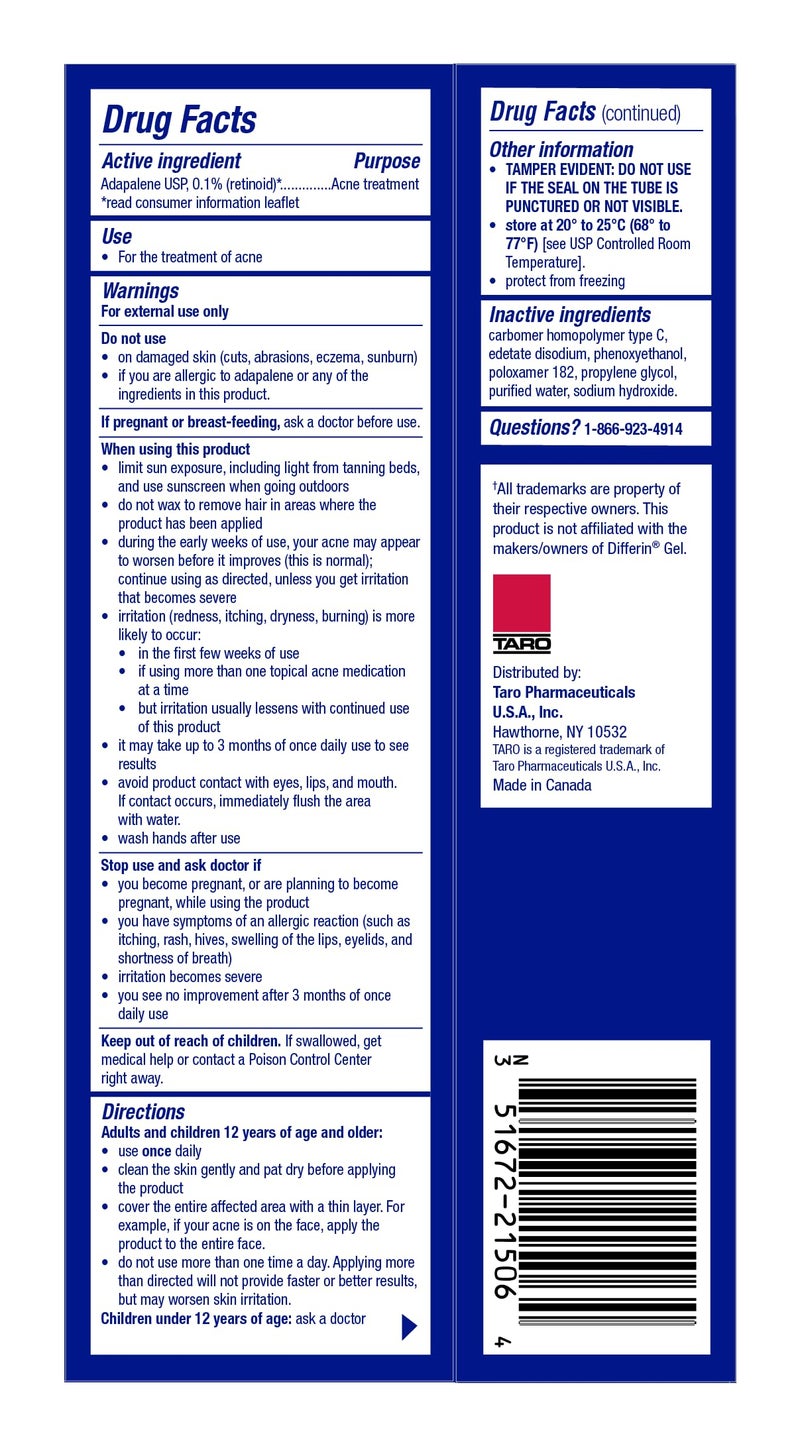 TARO Adapalene 0.1% USP Gel, Paraben Free, Retinoid Acne-Prone Facial Treatment for Sensitive Skin, Prescription Strenght (1.6) - Image 2