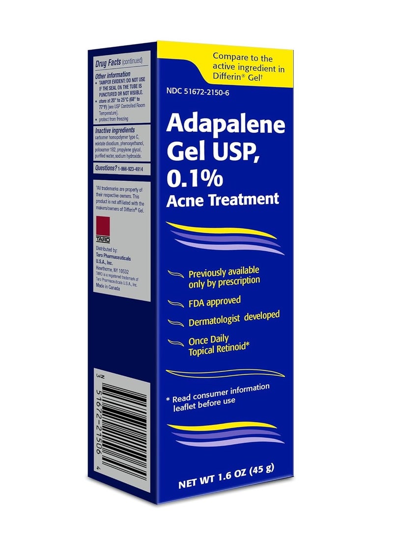 Adapalene Adapalene 0.1% Acne Treatment Gel - Paraben Free (1.6oz)  - Image 2